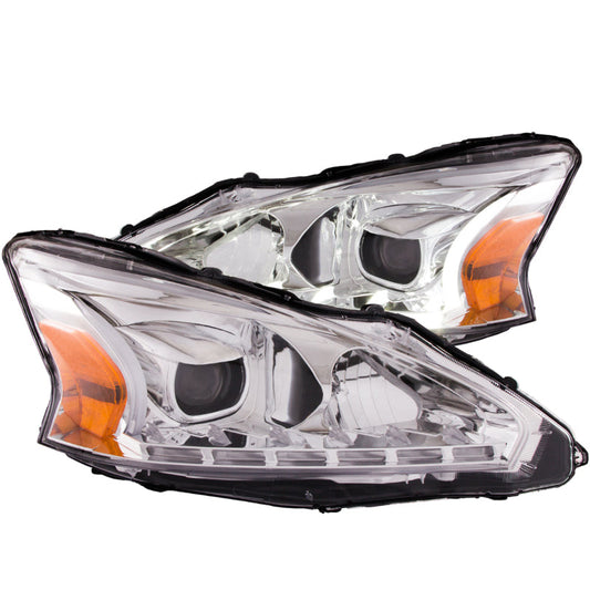 Anzo 2013-2014 Nissan Altima Projector Headlights w/ Plank Style Design Chr
