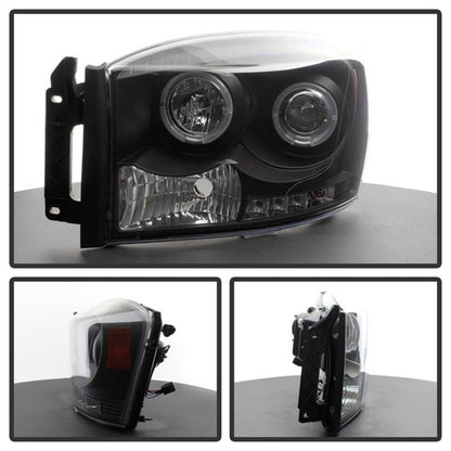Spyder Dodge Ram 1500 06-08/Ram 2500 06-09 Projector Headlights LED Halo LED Blk