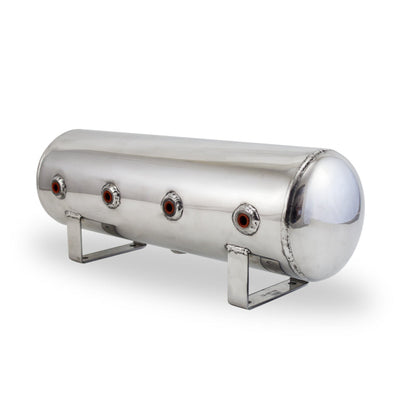 Airlift 2.5 Gal Alum Air Tank - (4) 1/4" face ports, & 1/4" drain port - 20" L — 157X3