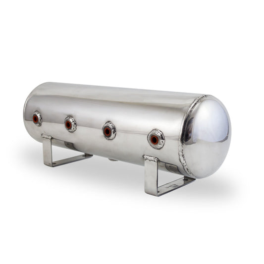 Airlift 2.5 Gal Alum Air Tank - (4) 1/4" face ports, & 1/4" drain port - 20" L — 157X3