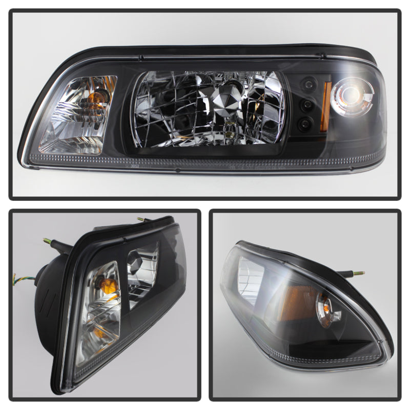 Spyder Ford Mustang 87-93 1PC LED (Replaceable LEDs)Crystal Headlights Black — 1RZU4