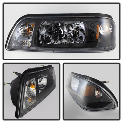 Spyder Ford Mustang 87-93 1PC LED (Replaceable LEDs)Crystal Headlights Black — 1RZU4