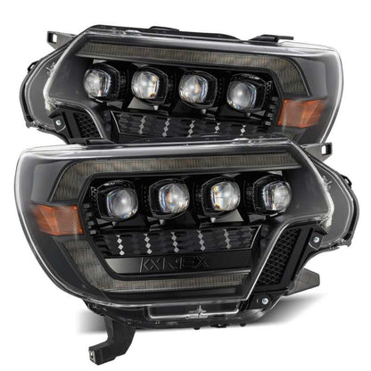 AlphaRex 12-15 Toyota Tacoma NOVA LED Proj Headlights Plank Alpha Blk w/Activ Light/Seq