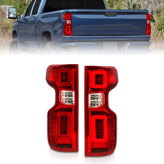 ANZO 19-21 Chevy Silverado Full LED Tailights Chrome Housing Red/Clear Lens G2 (w/C Light Bars) 311416