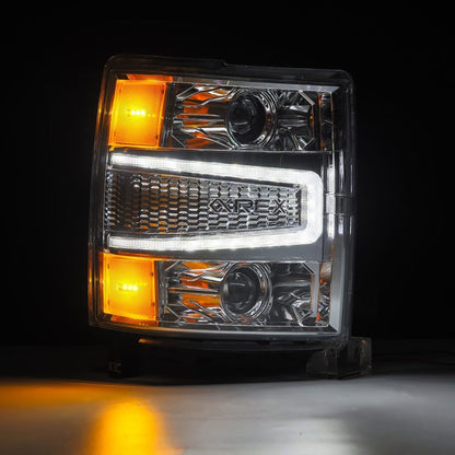 AlphaRex 04-15 Chevy 1500HD LUXX LED Proj Headlights Chrome w/Seq Activation Light / Seq Signal 880243 *Discontinued