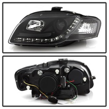 Spyder Audi A4 06-08 Projector Headlights Halogen Model Only - DRL Black PRO-YD-AA405-DRL-BK 5008572