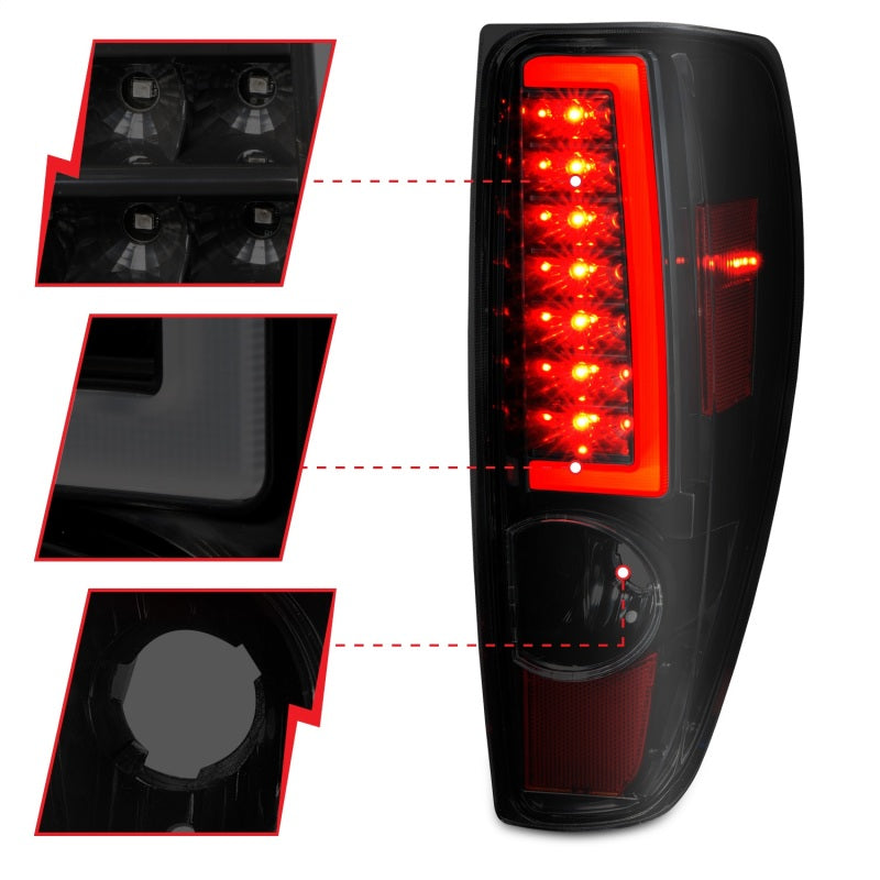 ANZO 2004-2012 Chevrolet Colorado/ GMC Canyon LED Tail Lights w/ Light Bar Black Housing