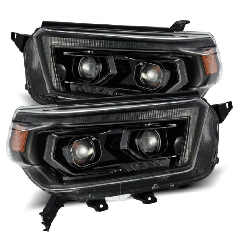 AlphaRex 10-13 Toyota 4Runner LUXX LED Proj Headlights Plank Style Alpha Black w/Seq
