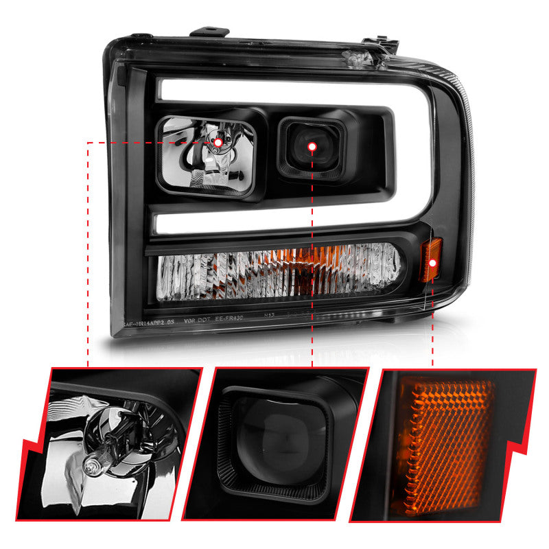 ANZO 99-04 Ford F250/F350/F450/Excursion (excl 99) Projector Headlights — 8M6SN