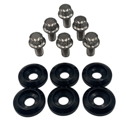 BLOX Racing New Fender Washers Kit M6 12pt - 6pc Large Diameter Black BXAC-00311-BK
