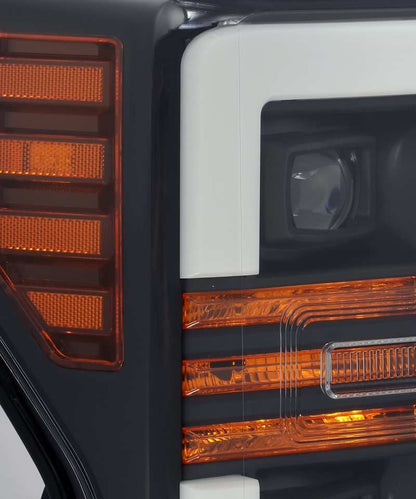 AlphaRex 17-19 Ford F-250 SD PRO-Series Proj Headlight Plnk Style Matte Blk w/Activ