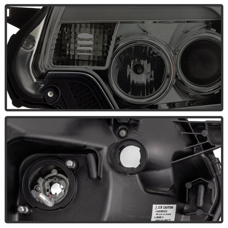Spyder Toyota Tacoma 12-16 Projector Headlights Light Bar DRL Smoke Pro-Yd-TT12-Lbdrl-Sm