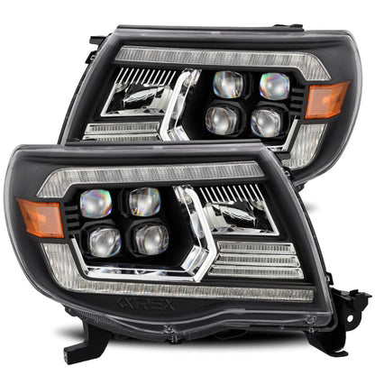 AlphaRex 05-11 Toyota Tacoma NOVA LED Projector Headlights Plank Style Alpha Black