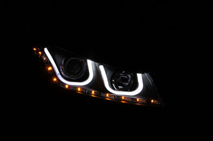 Anzo 2008-2012 Honda Accord Projector Headlights w/ U-Bar Black