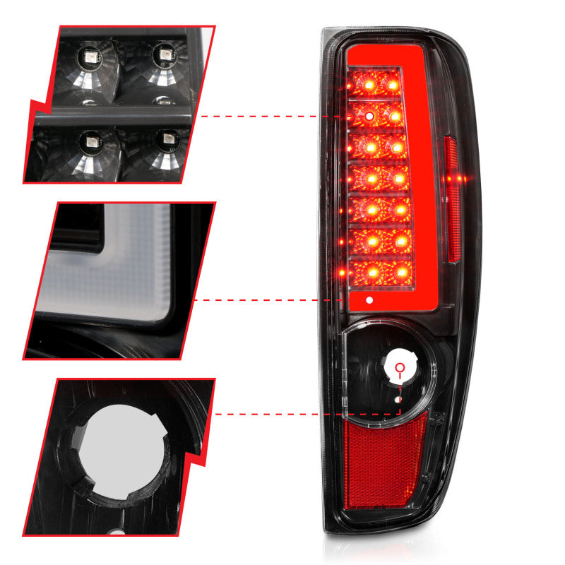 ANZO 2004-2012 Chevrolet Colorado/ GMC Canyon LED Tail Lights w/ Light Bar Black — 24LUG