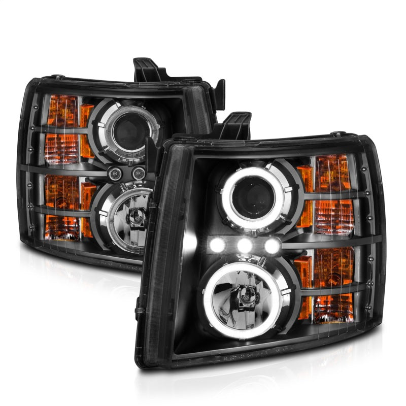 Anzo 2007-2013 Chevrolet Silverado 1500 Projector Headlights w/ Halo Black — 14H3Z