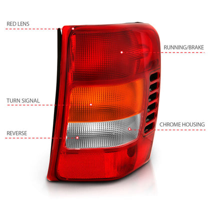 ANZO 1999-2004 Jeep Grand Cherokee Taillight Red/Clear Lens (OE Replacement) 311308