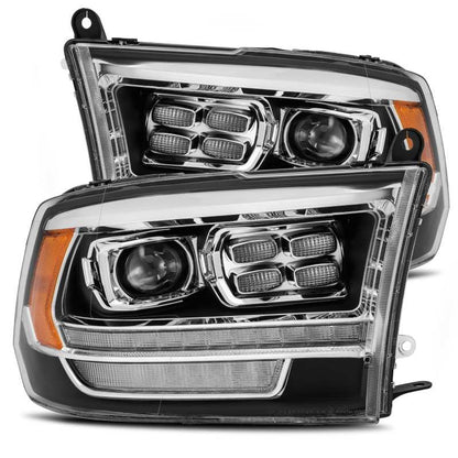 AlphaRex 09-18 Dodge Ram 2500 LUXX LED Proj Headlights Plank Style Black w/Activ