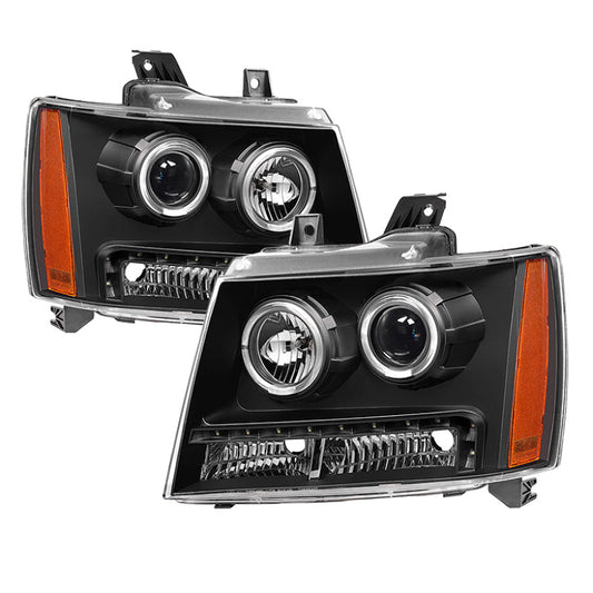 SPYDER Xtune Chevy Suburban 1500/2500 07-14 Halo Projector w/LED Headlights Black PRO-JH-CSUB07-LED-BK 9030291