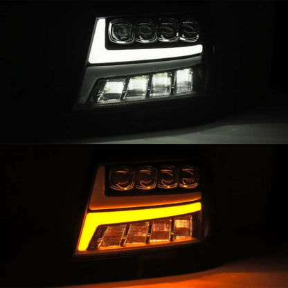 AlphaRex 07-13 Chevy Avalanche NOVA LED Proj Headlights Plank Style Gloss Black w/Activ