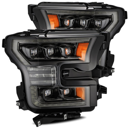 AlphaRex 17-20 Ford Raptor NOVA LED Proj Headlights Plank Style Alpha Black w/Activ