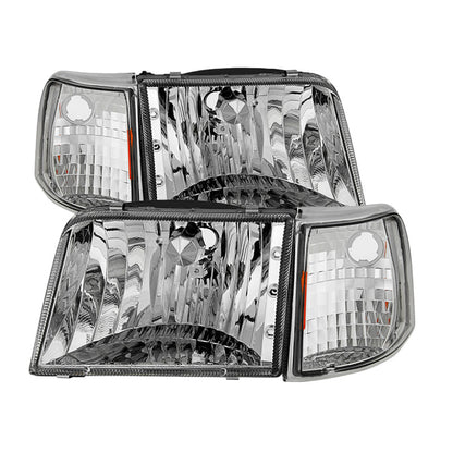 SPYDER Xtune Ford Ranger 93-97 Crystal Headlights w/ Corner Lights 4pcs Sets Chrome HD-JH-FR93-SET-C 9029370