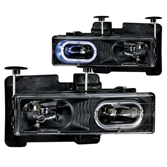 Anzo Black Crystal Halo Headlights 1992-1999 Chevy Suburban