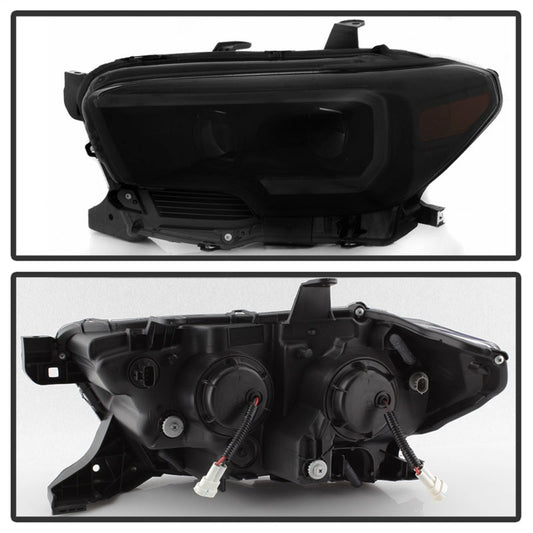 SPYDER xTune 16-18 Toyota Tacoma SR/SR5 DRL Proj Headlights w/Turn Signal - Blk Smk (PRO-JH-TTA16-SR-BSM) 9043000