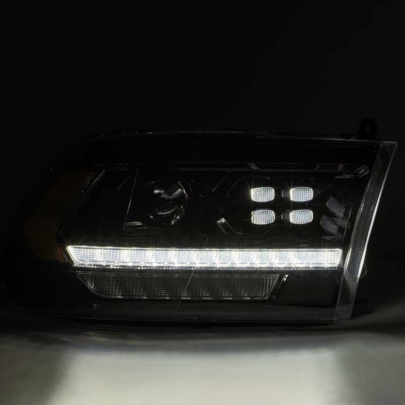 AlphaRex 09-18 Dodge Ram 2500 LUXX LED Proj Headlights Plank Style Black w/Activ