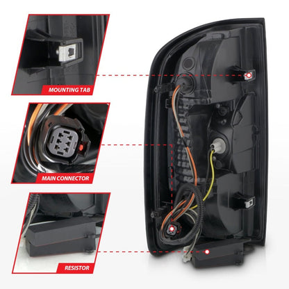 ANZO 15-21 GMC Canyon Full LED Tail Lights w/ Red Lightbar Black Housing Smoke Lens 311435