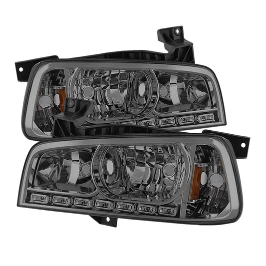 SPYDER Xtune Dodge Charger 06-10 1Pc LED Crystal Headlights Smoke HD-ON-DCH05-1PC-LED-SM 5017642