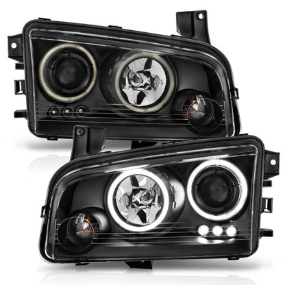 Anzo 2006-2010 Dodge Charger Projector Headlights w/ Halo Chrome (CCFL) — 14HBU