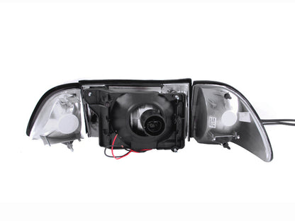 Anzo 1987-1993 Ford Mustang Crystal Headlights Chrome w/ Corner Lights 2pc