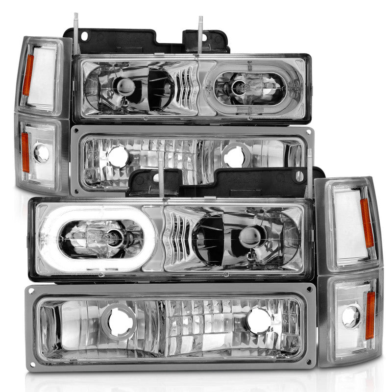 ANZO 88-98 Chevrolet C1500 Crystal Headlights Chrome Housing w/ Signal and Side Marker