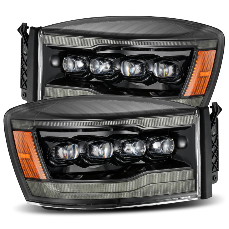 AlphaRex 06-08 Ram 1500HD NOVA LED Proj Headlights Plnk Style Alpha Blk w/Seq