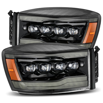 AlphaRex 06-08 Ram 1500HD NOVA LED Proj Headlights Plnk Style Alpha Blk w/Seq