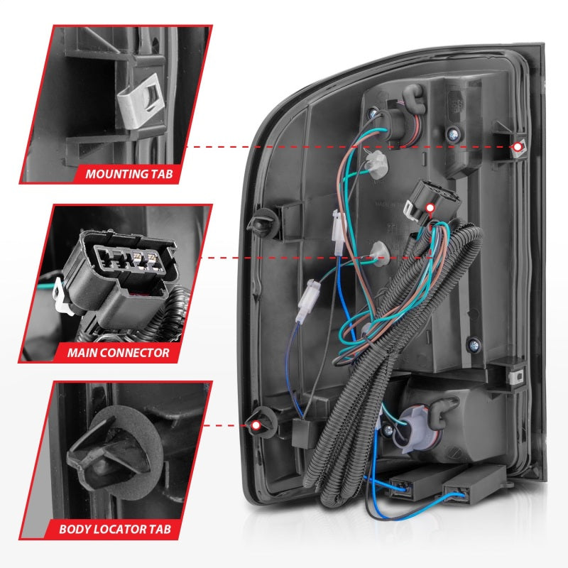 ANZO 2007-2013 Chevrolet Silverado1500/ 2500/ 3500 LED Tail Lights w/ Light Bar Black