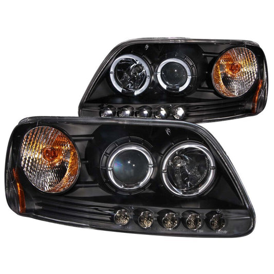 Anzo 1997.5-2003 Ford F-150 Projector Headlights w/ Halo and LED Black 1pc