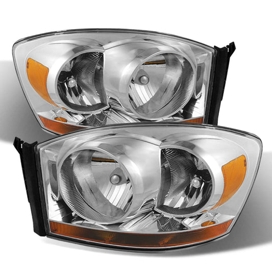SPYDER Xtune Dodge Ram 06-08 w/ Chrome Bezel & Amber Bar Headlights Chrome HD-JH-DRAM06-AM-C 9026089
