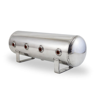 Airlift 2.5 Gal Alum Air Tank - (4) 1/4" face ports, & 1/4" drain port - 20" L — 157X3