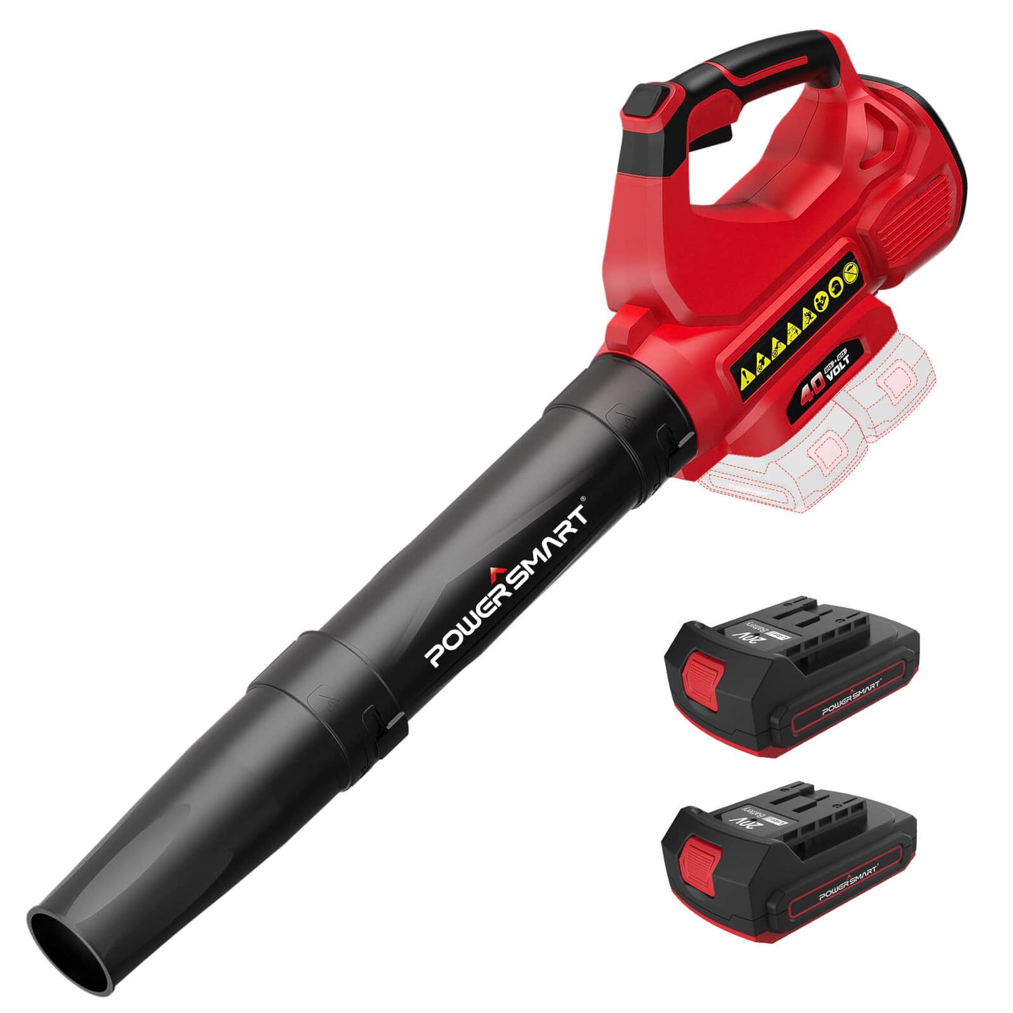 PowerSmart 450CFM Cordless Leaf Blower w/ Two 20V Battery and Charger DB2201B