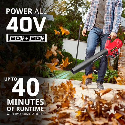 PowerSmart 450CFM Cordless Leaf Blower w/ Two 20V Battery and Charger DB2201B