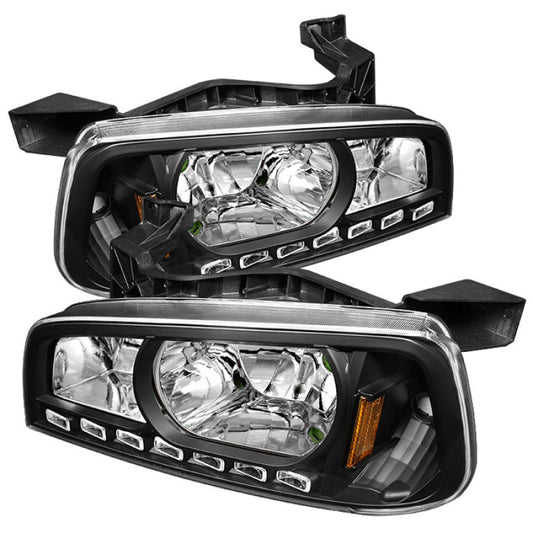 SPYDER Xtune Dodge Charger 06-10 1Pc LED Crystal Headlights Black HD-ON-DCH05-1PC-LED-BK 5017635