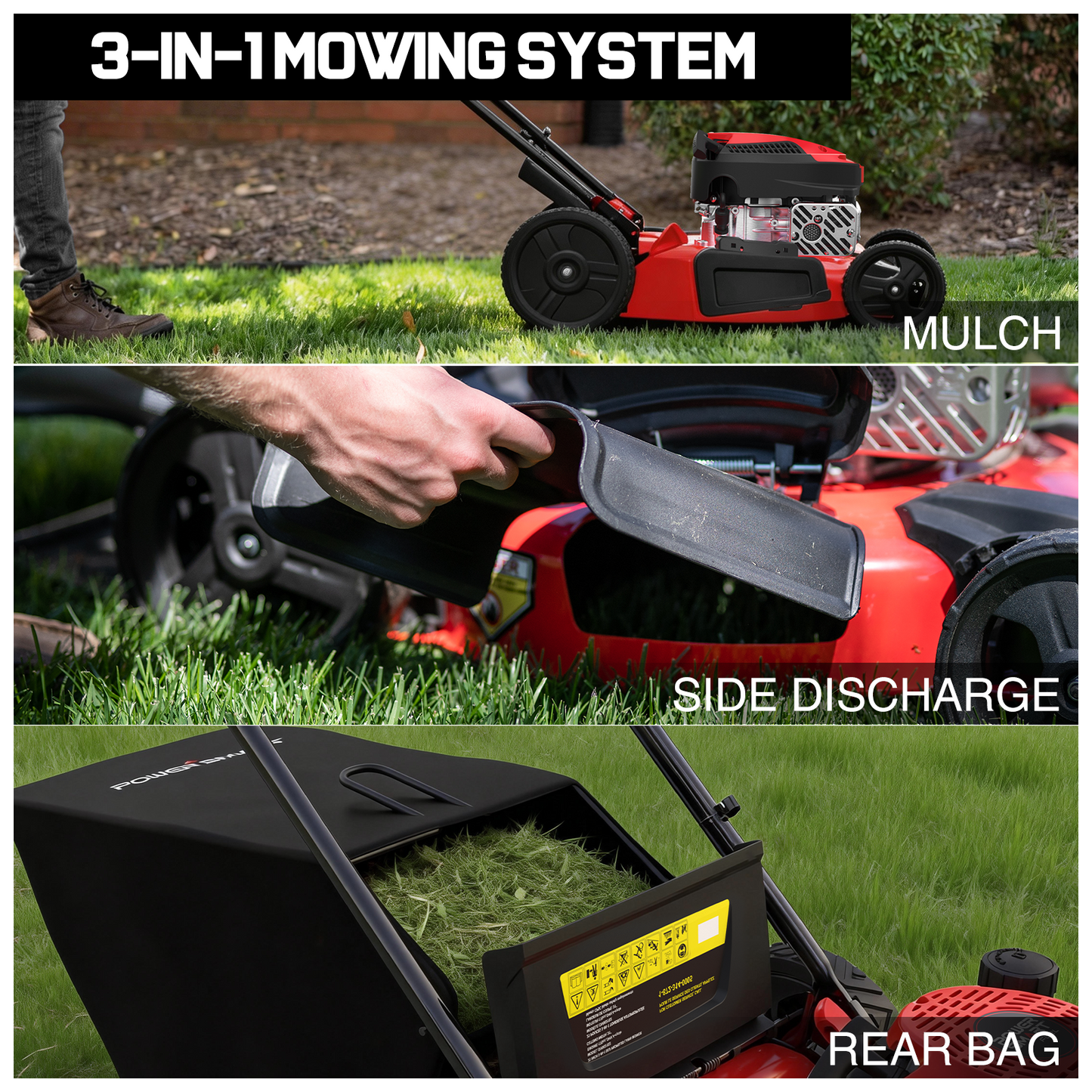 PowerSmart 21" 144cc Gas Push 3-in-1 Lawn Mower DB8621P