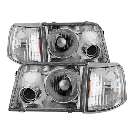 SPYDER Xtune Ford Ranger 93-97 Projector Headlights w/ Corner Lights Chrome PRO-JH-FR93-SET-C 9029394
