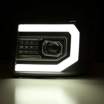 AlphaRex 07-13 GMC Sierra 1500 (No Clsc) LUXX-Series LED Proj HL Chrome w/Actv Lgt & Seq.Sig / DRL 880096 *Discontinued