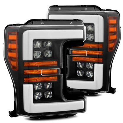 AlphaRex 17-19 Ford F-250 SD NOVA LED Proj Headlights Plank Style Matte Blk w/Activ