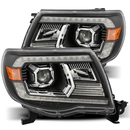 AlphaRex 05-11 Toyota Tacoma LUXX LED Projector Headlights Plank Style Black w/Activ