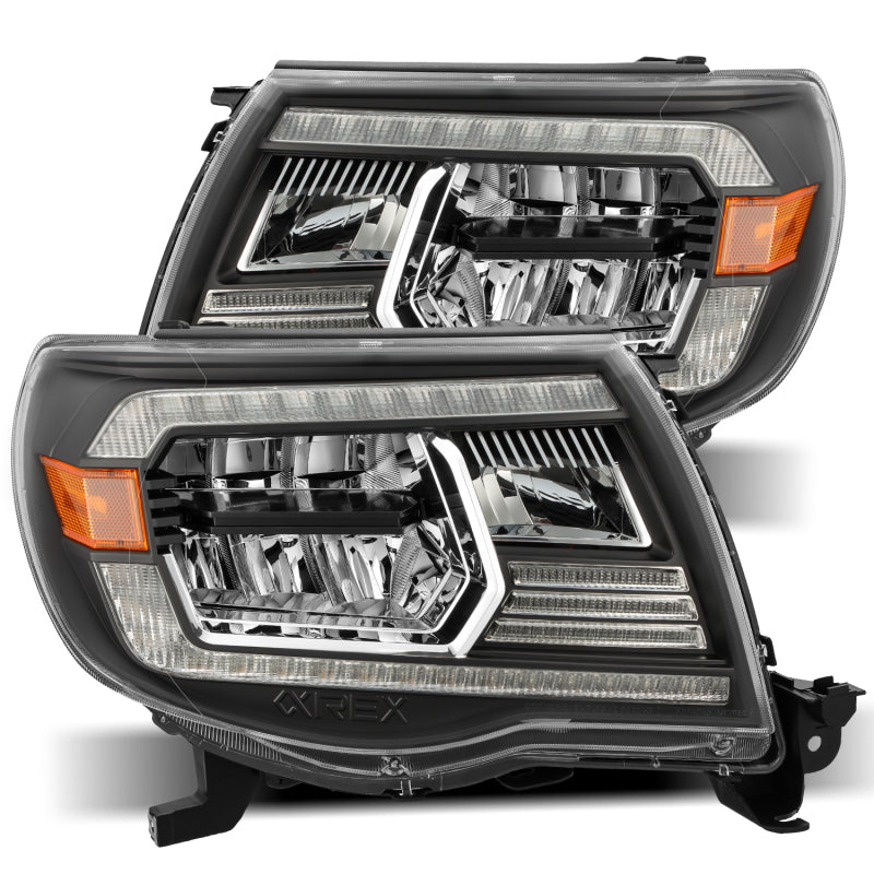 AlphaRex 05-11 Toyota Tacoma LUXX Crystal Headlights Plank Style Design Black