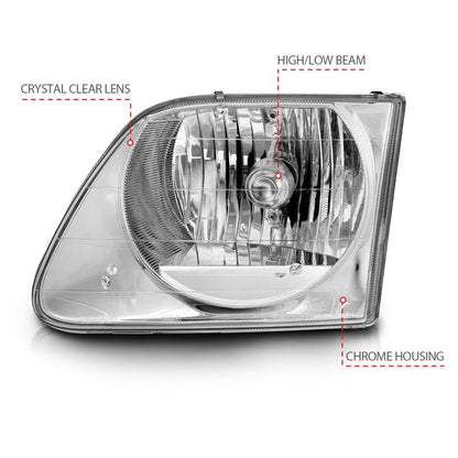 Anzo 1997-2003 Ford F-150 Crystal Headlights Chrome